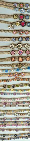 JewelryVilla Hemp bracelets and hemp anklets with flower fimo beads