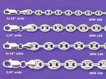 Sterling silver puffed marina chain, bracelets, necklaces