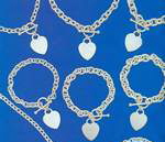 Sterling silver rolo chains with hearts, necklaces, bracelets, tiffany style jewelry