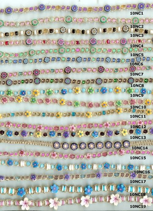 JewelryVilla Hemp chokers narrow with beads