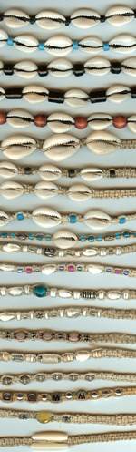 JewelryVilla hemp anklets with shells, metal