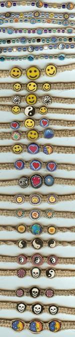 JewelryVilla hemp anklets and bracelets with fimo beads