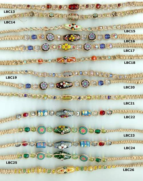 JewelryVilla Hemp chokers with lamp beads and fimo, hemp jewelry, hemp necklaces, low price hemp, teen jewelry