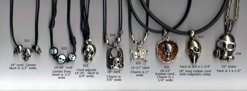 JewelryVilla teen jewelry, Skull Necklaces