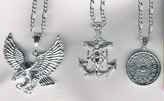 Eagle, Anchhor and medallion in faux silver with a figaro chain