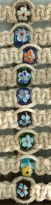 JewelryVilla Wide chokers with flower bead, hemp choker with flower bead, wide hemp necklaces, teen jewelry