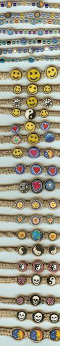 JewelryVilla hemp anklets and bracelets with fimo beads