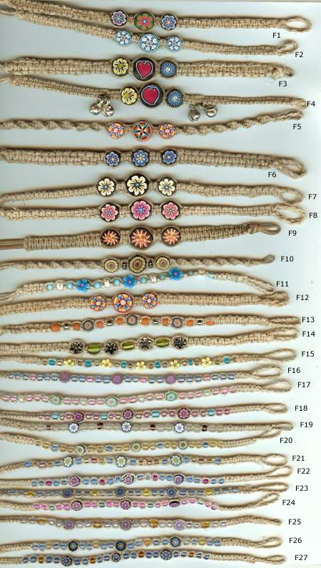 JewelryVilla hemp anklets and bracelets, hemp jewelry, teen jewelry