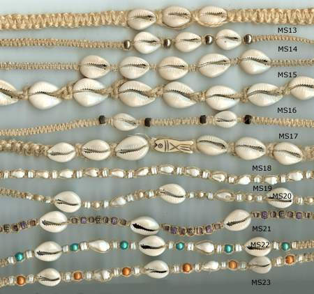 Hemp chokers with shells, hemp necklaces
